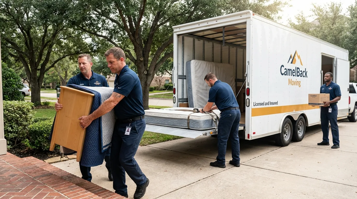 Crew loading residential truck for cross-state move from Yerington, NV