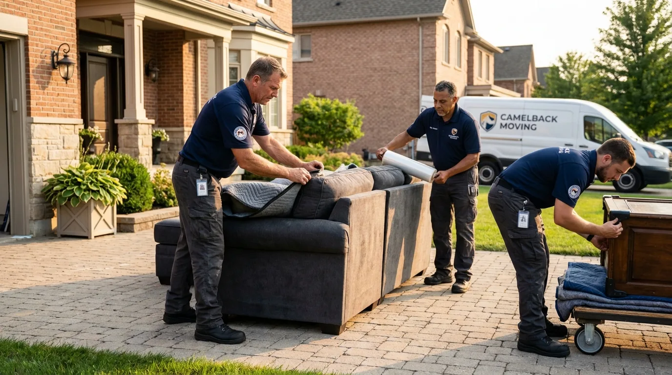 Large estate moving crew wrapping furniture in Yerington, NV